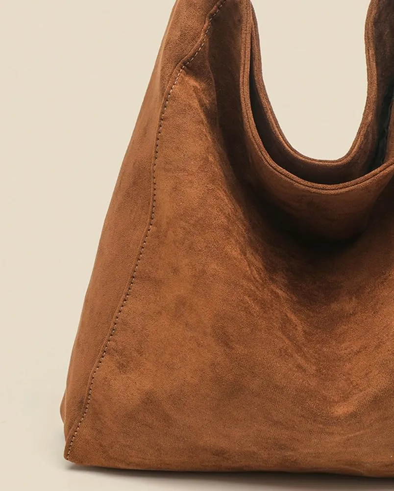 Suede Bags for Women Fashion Slouchy Shoulder Bag Retro Crescent Satchel Hobo Handbags College Work Tote Purses 2024