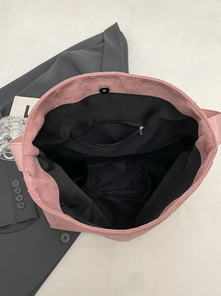 Suede Bags for Women Fashion Slouchy Shoulder Bag Retro Crescent Satchel Hobo Handbags College Work Tote Purses 2024