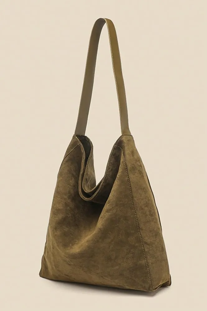 Suede Bags for Women Fashion Slouchy Shoulder Bag Retro Crescent Satchel Hobo Handbags College Work Tote Purses 2024