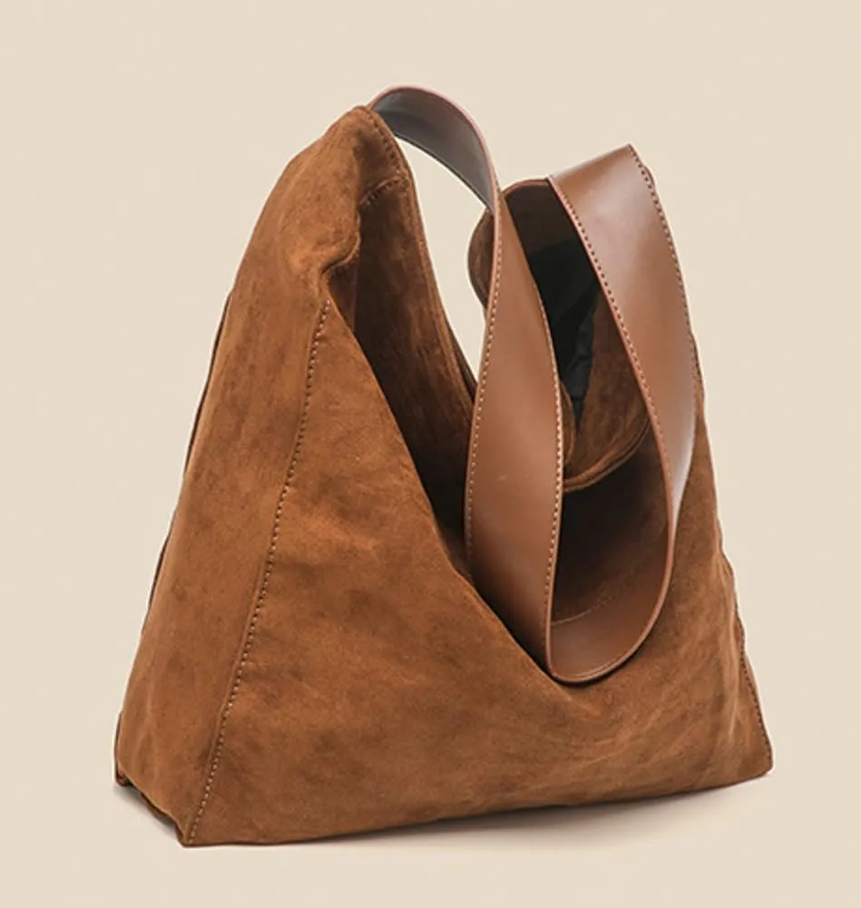 Suede Bags for Women Fashion Slouchy Shoulder Bag Retro Crescent Satchel Hobo Handbags College Work Tote Purses 2024