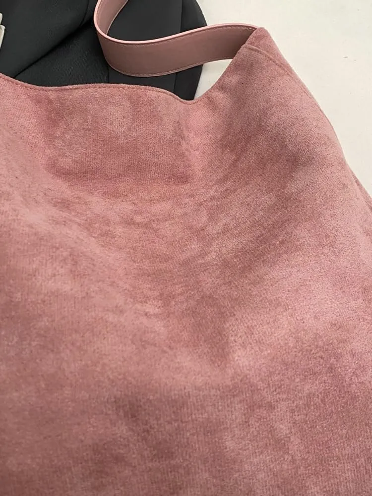 Suede Bags for Women Fashion Slouchy Shoulder Bag Retro Crescent Satchel Hobo Handbags College Work Tote Purses 2024