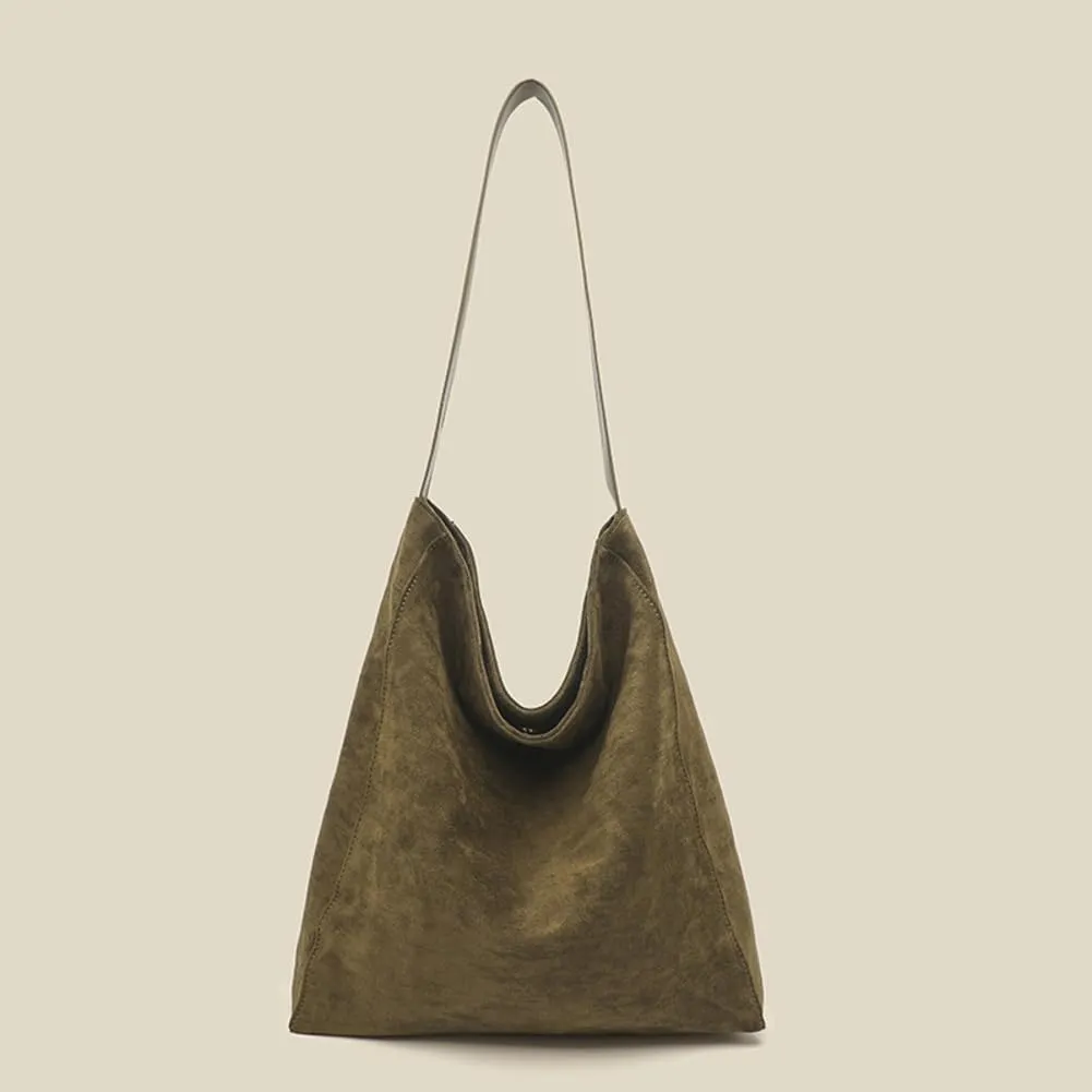 Suede Bags for Women Fashion Slouchy Shoulder Bag Retro Crescent Satchel Hobo Handbags College Work Tote Purses 2024