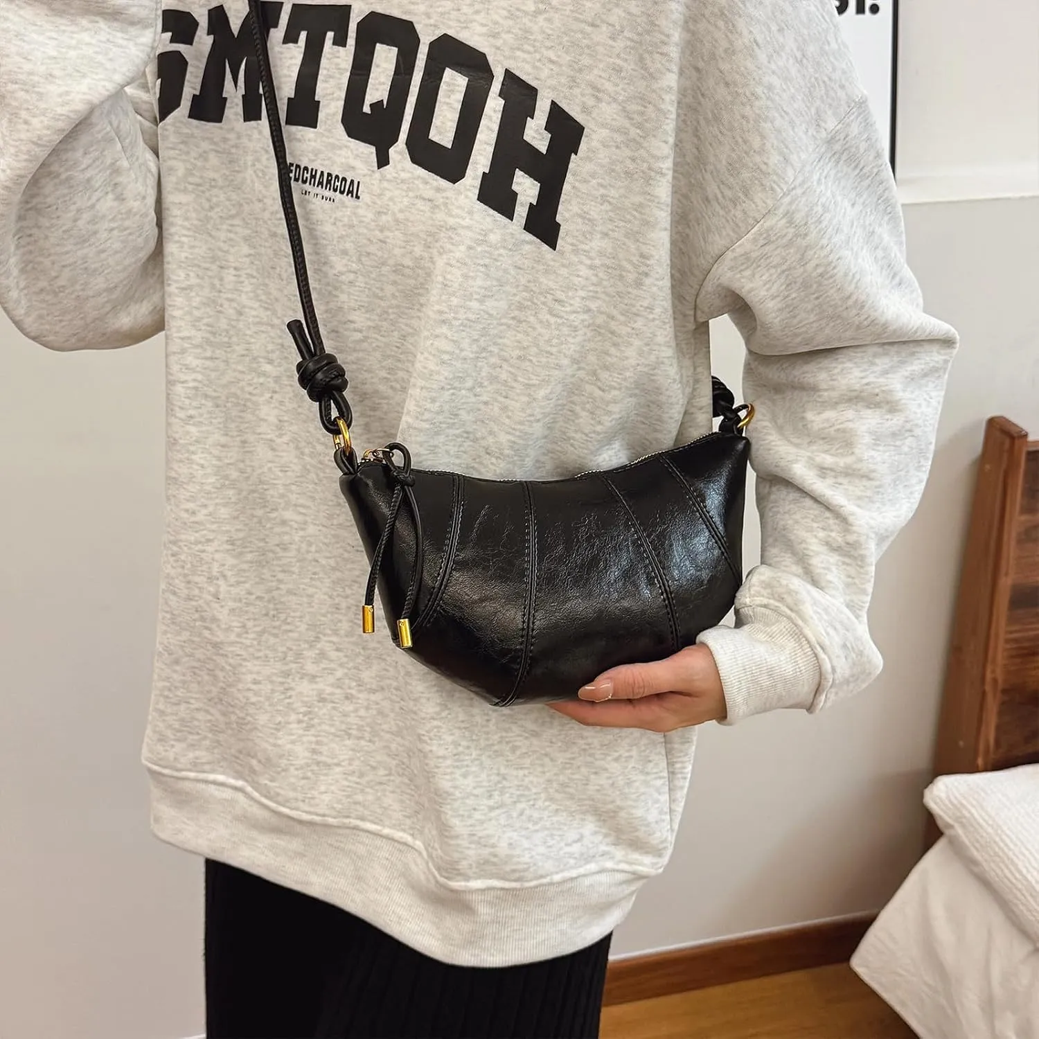 Suede Bags for Women Suede Purses Crescent Bag Crossbody Shoulder Bag Trendy Tote Handbags