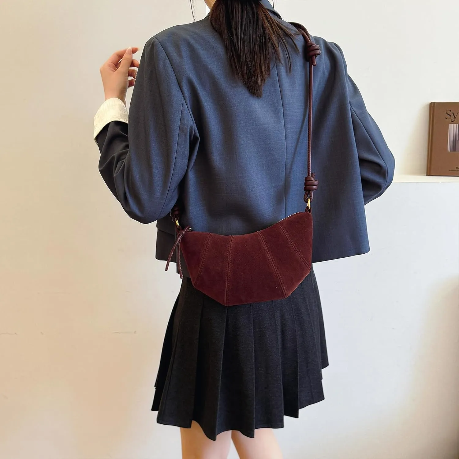 Suede Bags for Women Suede Purses Crescent Bag Crossbody Shoulder Bag Trendy Tote Handbags