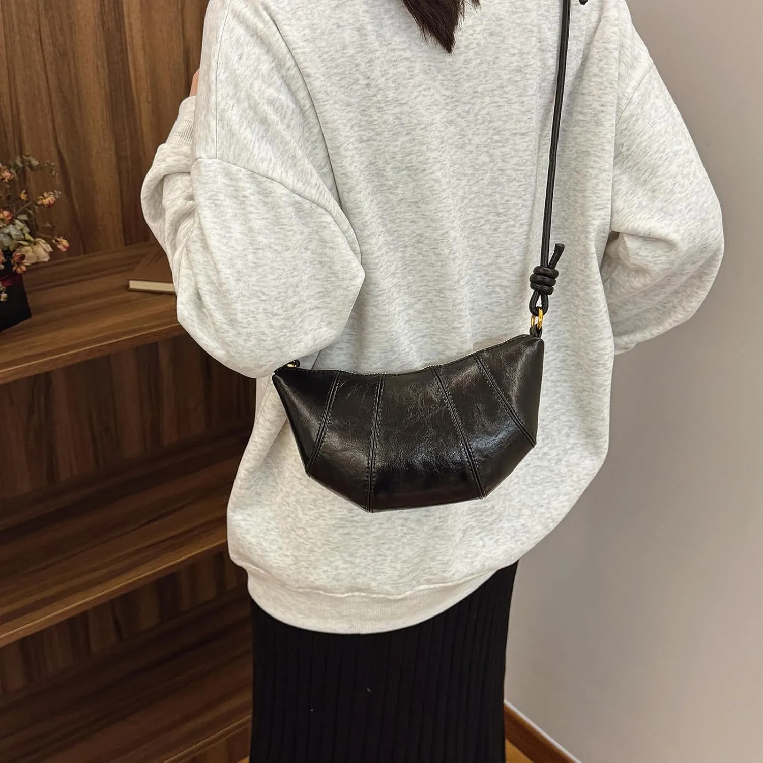 Suede Bags for Women Suede Purses Crescent Bag Crossbody Shoulder Bag Trendy Tote Handbags
