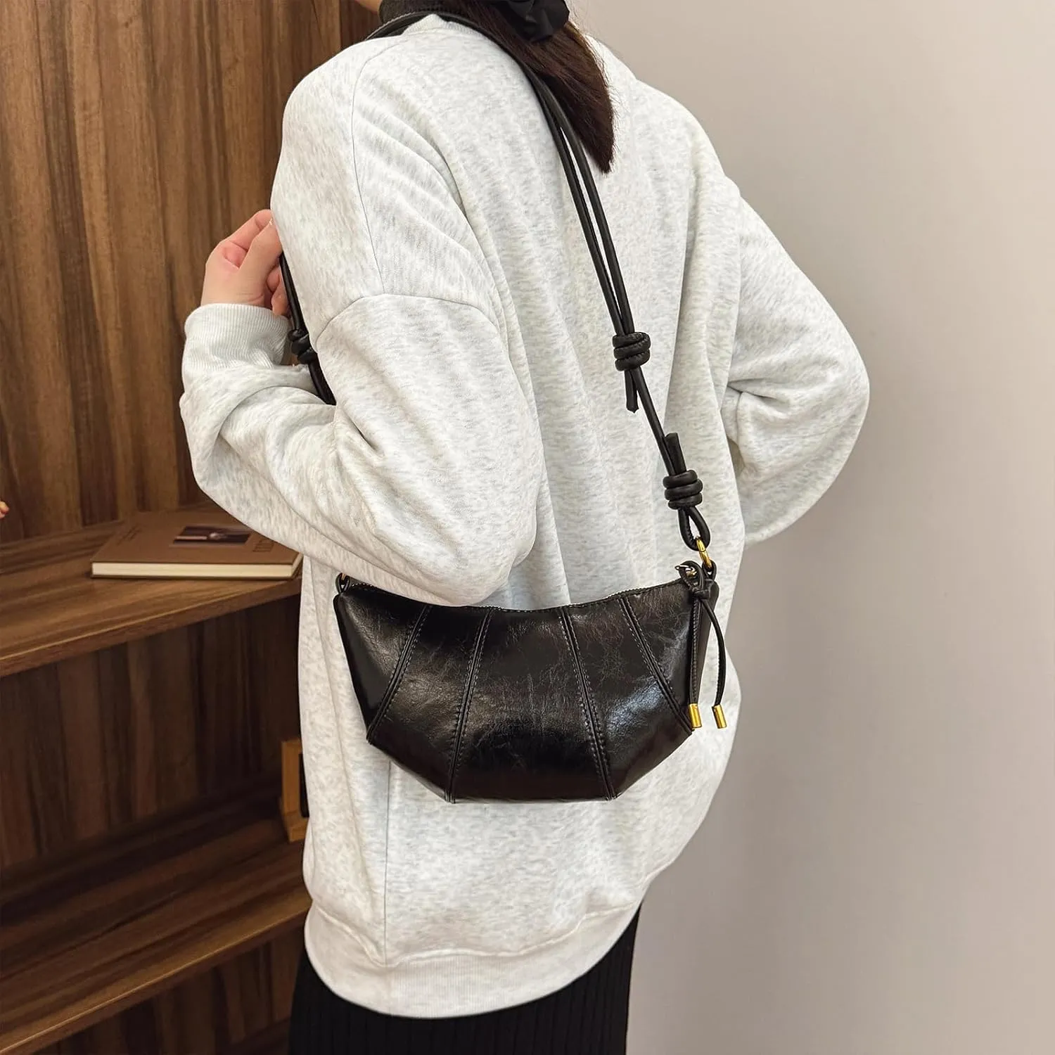 Suede Bags for Women Suede Purses Crescent Bag Crossbody Shoulder Bag Trendy Tote Handbags