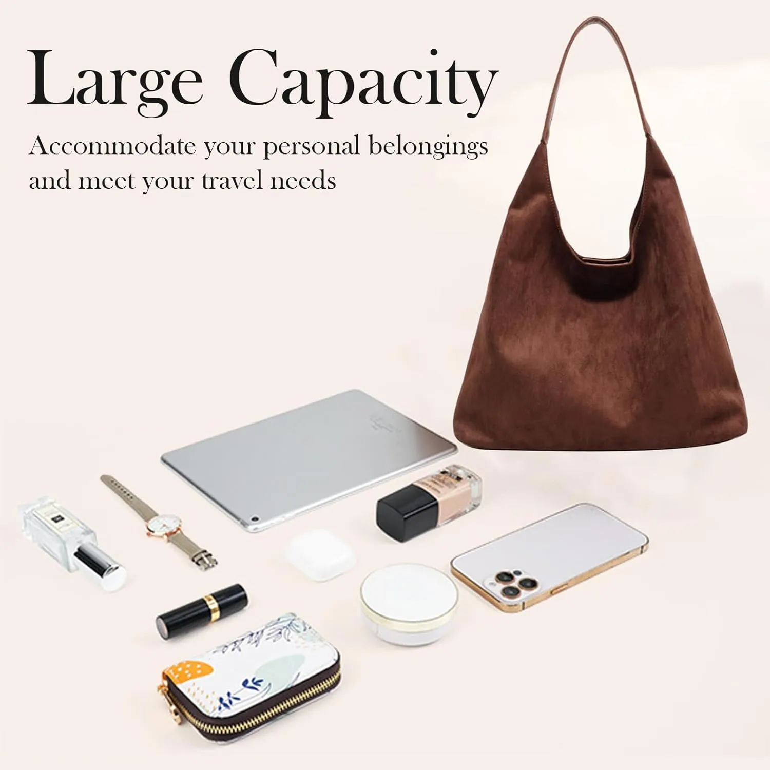 Suede Bags for Women Trendy Brown Suede Purses Hobo Handbag Leather Crossbody Bags for Shopping Party