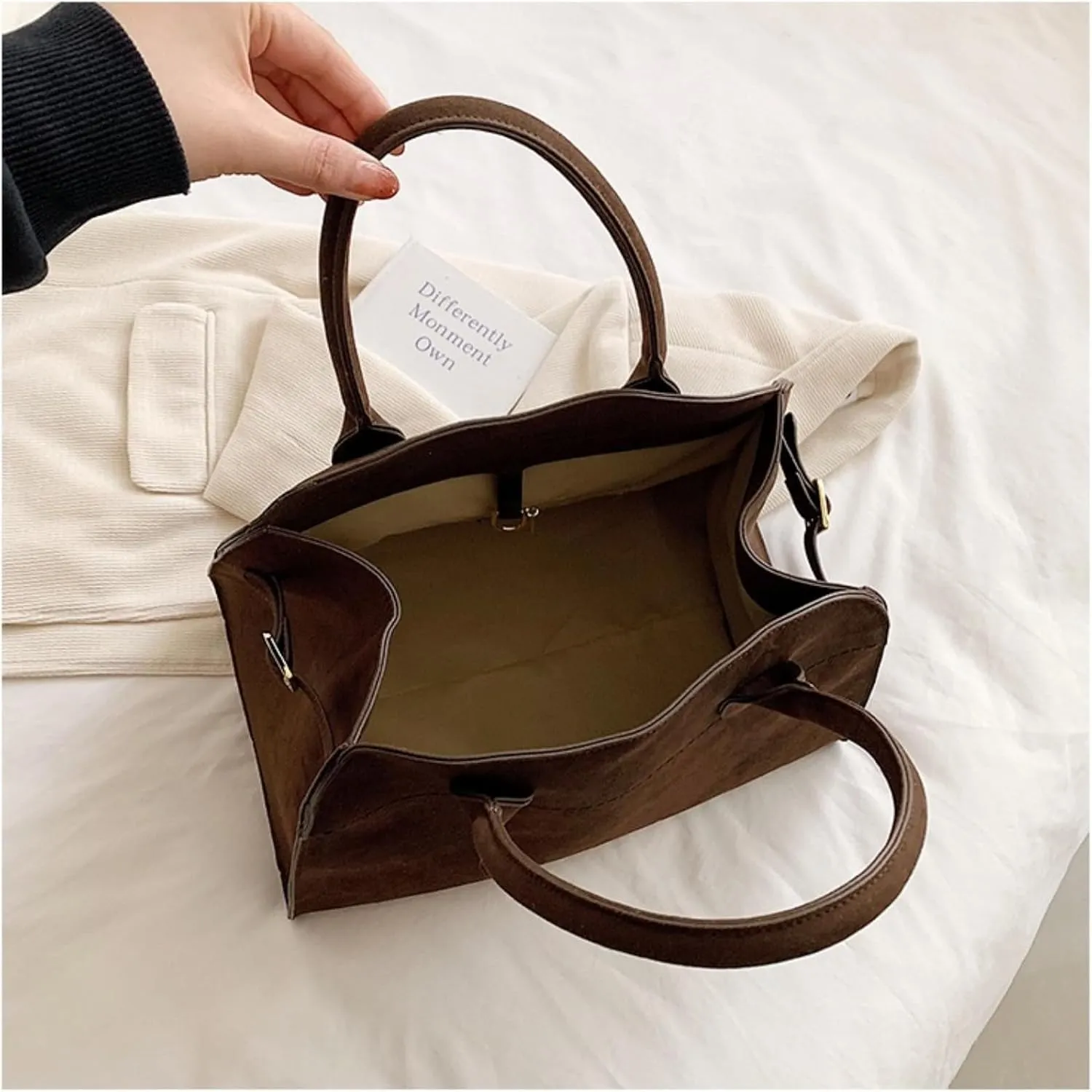 suede bags for women,Women's Suede Purse Vintage Top Handle Bag, Fashion Retro Shoulder Satchel Work Leather Bag