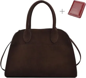 suede bags for women,Women's Suede Purse Vintage Top Handle Bag, Fashion Retro Shoulder Satchel Work Leather Bag