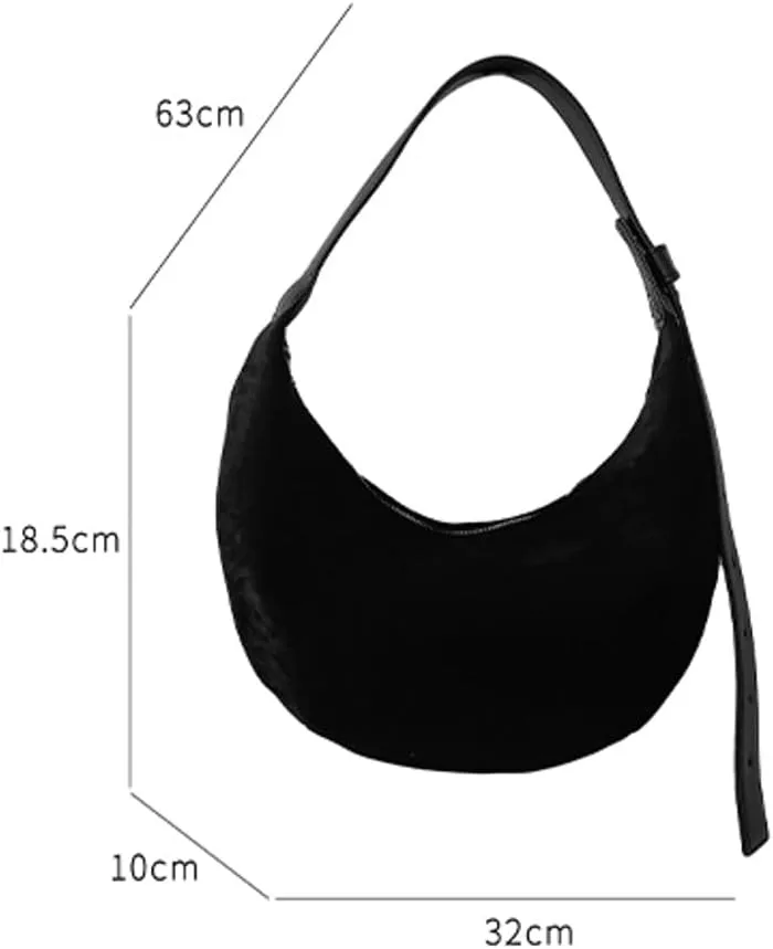 Suede Crescent Half Moon Hobo Slouchy Shoulder Handbag Purse Clutch Work Office Bag