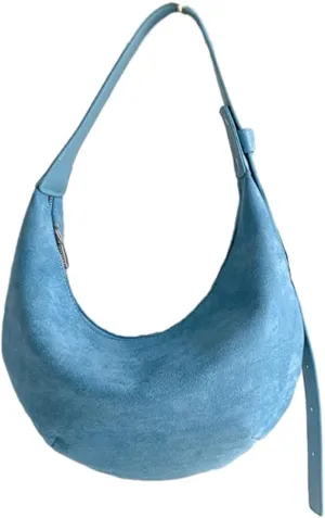 Suede Crescent Half Moon Hobo Slouchy Shoulder Handbag Purse Clutch Work Office Bag