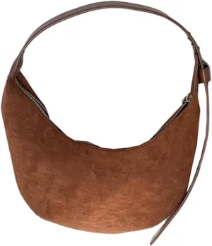 Suede Crescent Half Moon Hobo Slouchy Shoulder Handbag Purse Clutch Work Office Bag