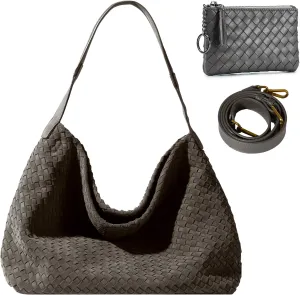 Suede Hobo Bag for Women Woven Bag Shoulder Bag Casual Tote Bag
