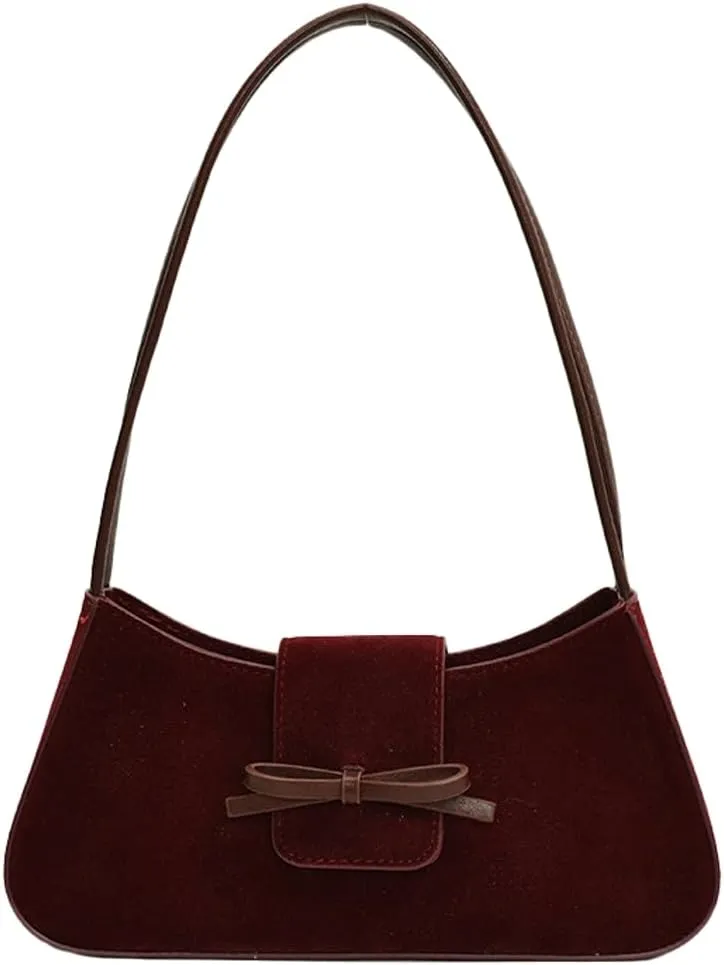 Suede Purse Handbag Evening Bag for Women Crescent Satchels Shoulder Bag Crossbody Purse Top-handle Tote Party Shopping