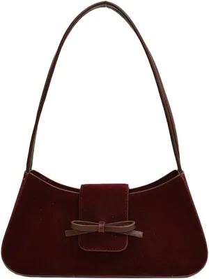 Suede Purse Handbag Evening Bag for Women Crescent Satchels Shoulder Bag Crossbody Purse Top-handle Tote Party Shopping