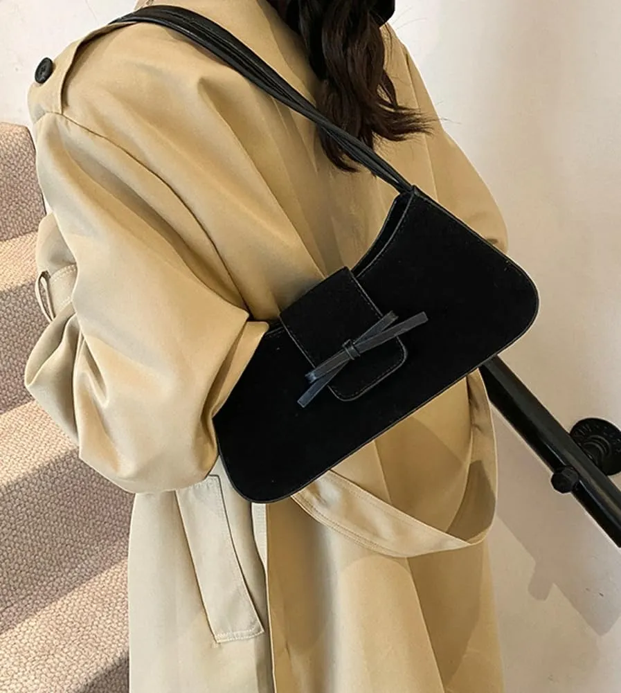 Suede Purse Handbag Evening Bag for Women Crescent Satchels Shoulder Bag Crossbody Purse Top-handle Tote Party Shopping
