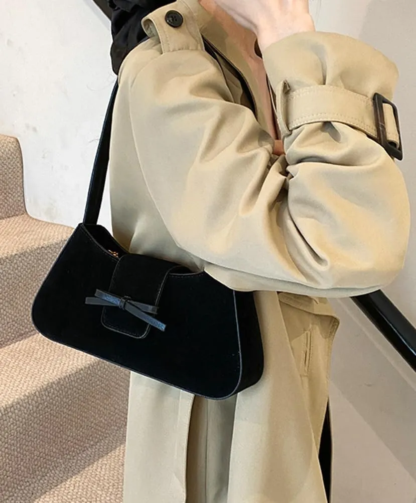 Suede Purse Handbag Evening Bag for Women Crescent Satchels Shoulder Bag Crossbody Purse Top-handle Tote Party Shopping