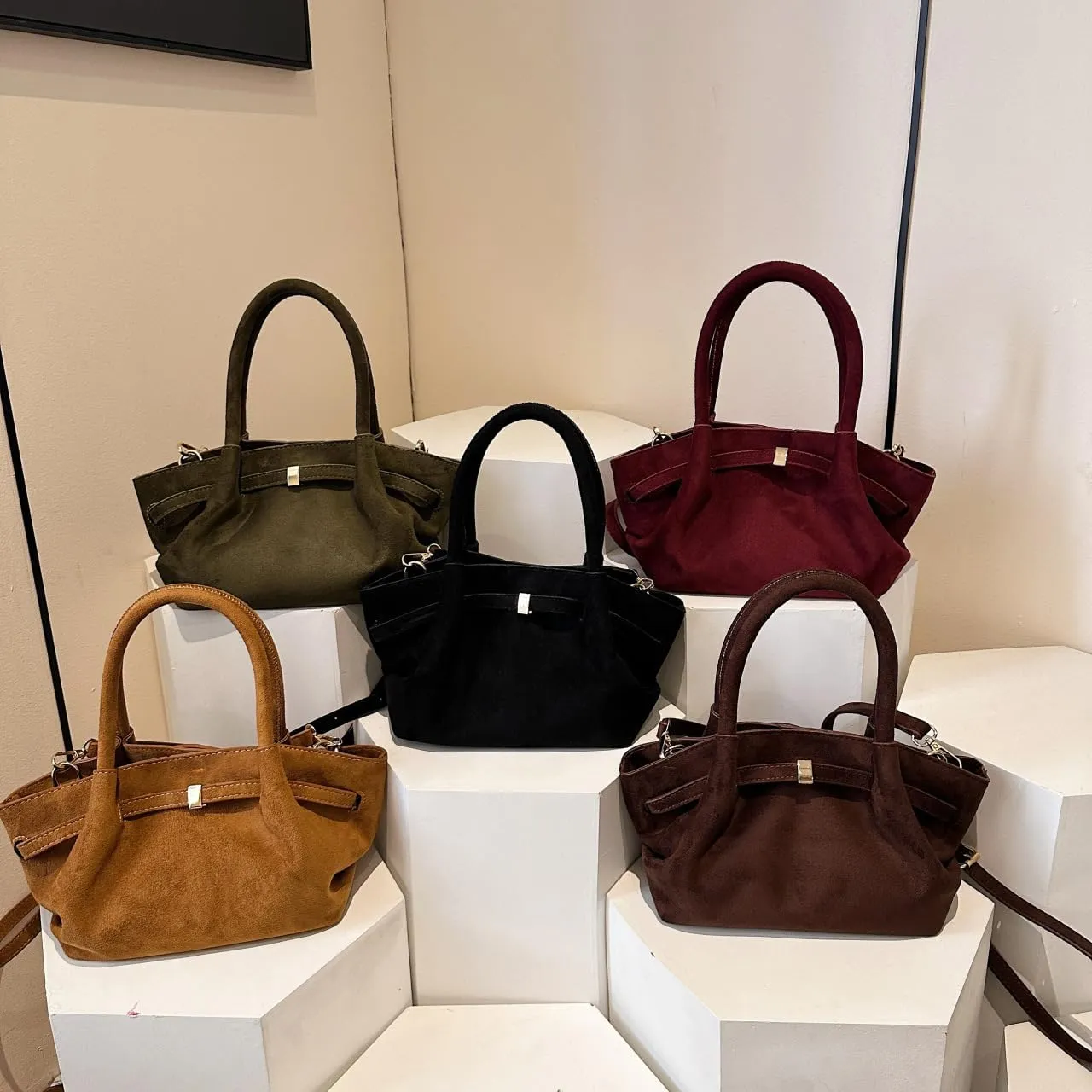 Suede Purses Designer Handbag Squeeze Top Handle Bags Crossbody Purses Women 2025 Trendy Small Tote Bag