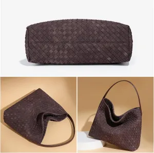 Suede Purses for Women Woven Leather Purse Hobo Bag Suede Bag Woven Tote Bag for Women Top Handle for Work Travel