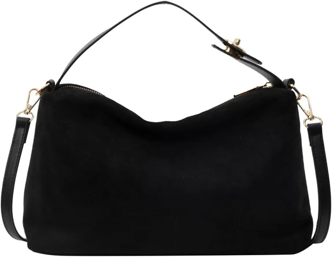 Suede Shoulder Bag, Trendy Brown Faux Suede Tote: Matte Underarm Bag for Fall-Winter, Versatile Commuter Crossbody