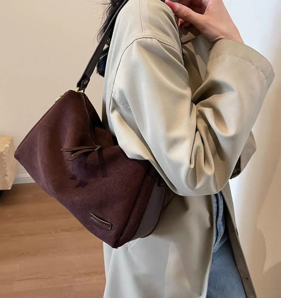 Suede Tote Bag Crossbody Bag for Women Suede Shoulder Bag Handbag Vintage Brown Suede Bag Purse Faux Leather Satchel Bags