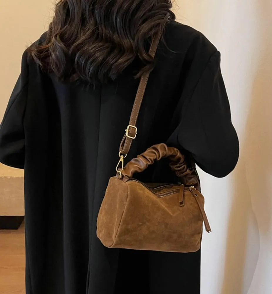 Suede Tote Bag Crossbody Bag for Women Suede Shoulder Bag Handbag Vintage Brown Suede Bag Purse Faux Leather Satchel Bags