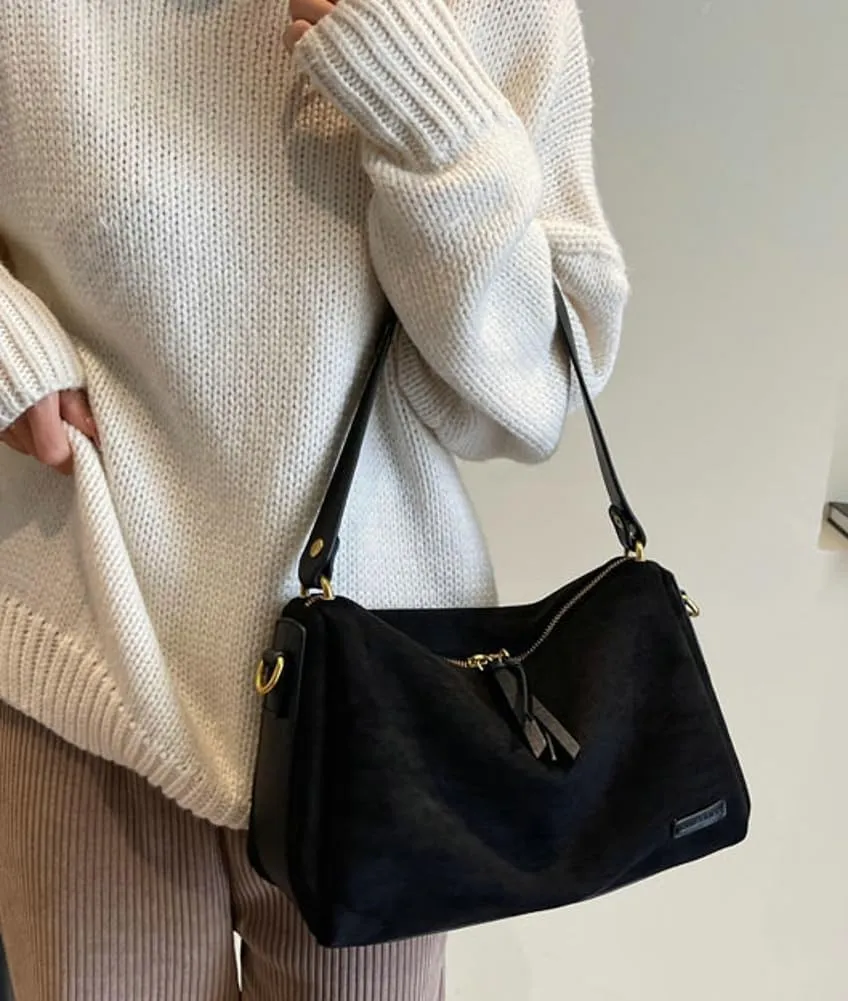 Suede Tote Bag Crossbody Bag for Women Suede Shoulder Bag Handbag Vintage Brown Suede Bag Purse Faux Leather Satchel Bags