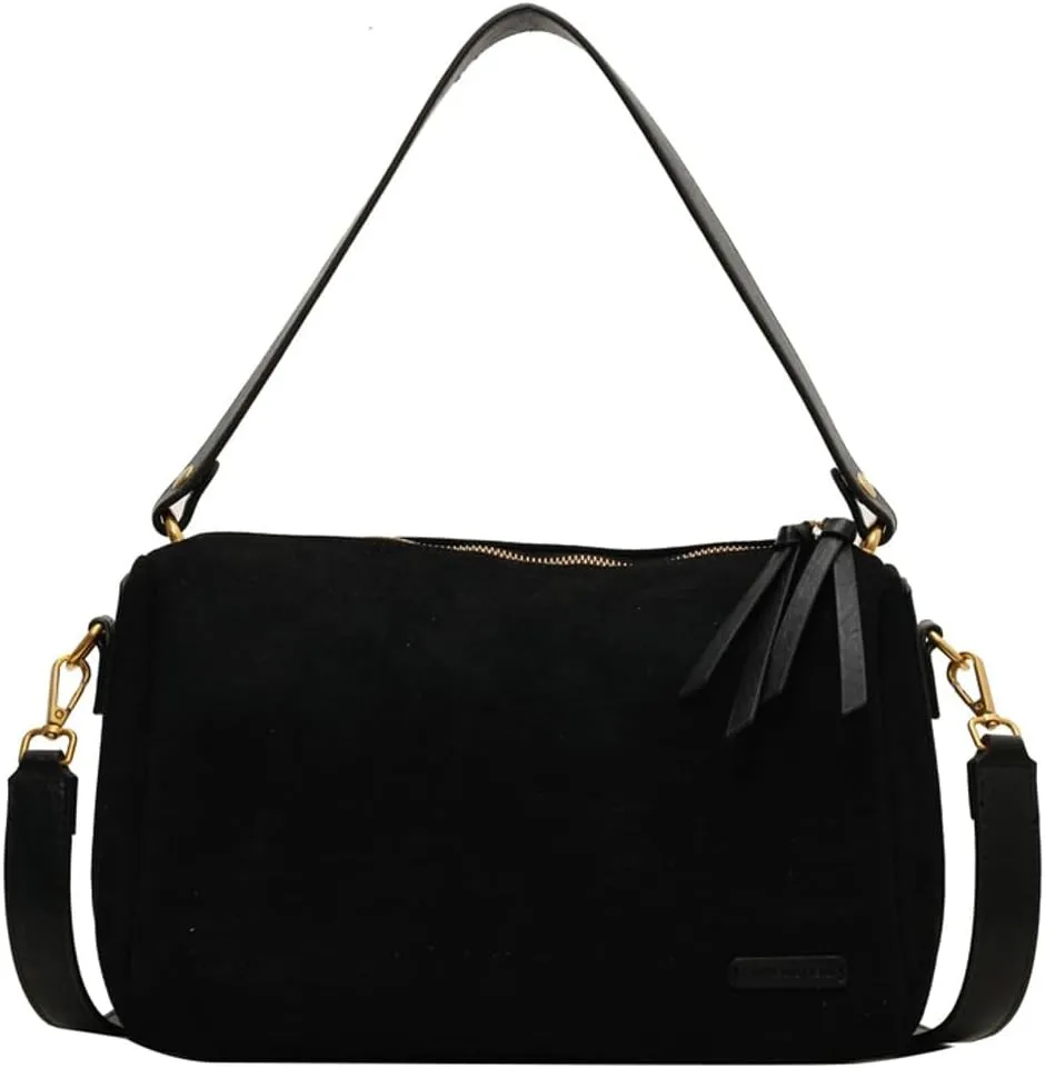 Suede Tote Bag Crossbody Bag for Women Suede Shoulder Bag Handbag Vintage Brown Suede Bag Purse Faux Leather Satchel Bags