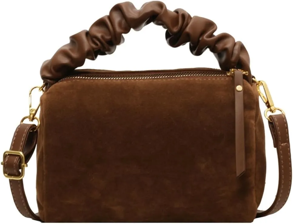 Suede Tote Bag Crossbody Bag for Women Suede Shoulder Bag Handbag Vintage Brown Suede Bag Purse Faux Leather Satchel Bags