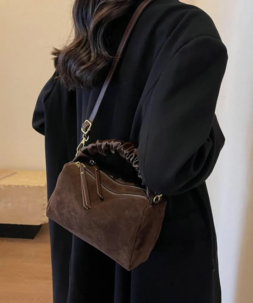 Suede Tote Bag Crossbody Bag for Women Suede Shoulder Bag Handbag Vintage Brown Suede Bag Purse Faux Leather Satchel Bags