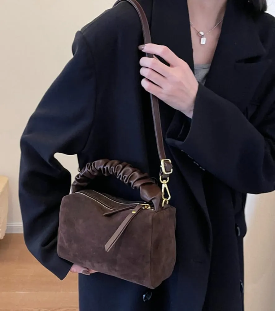 Suede Tote Bag Crossbody Bag for Women Suede Shoulder Bag Handbag Vintage Brown Suede Bag Purse Faux Leather Satchel Bags