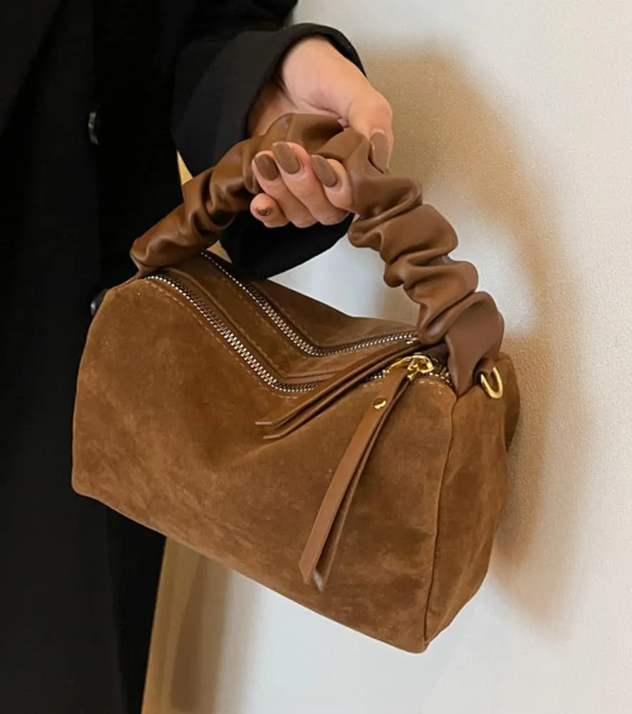 Suede Tote Bag Crossbody Bag for Women Suede Shoulder Bag Handbag Vintage Brown Suede Bag Purse Faux Leather Satchel Bags
