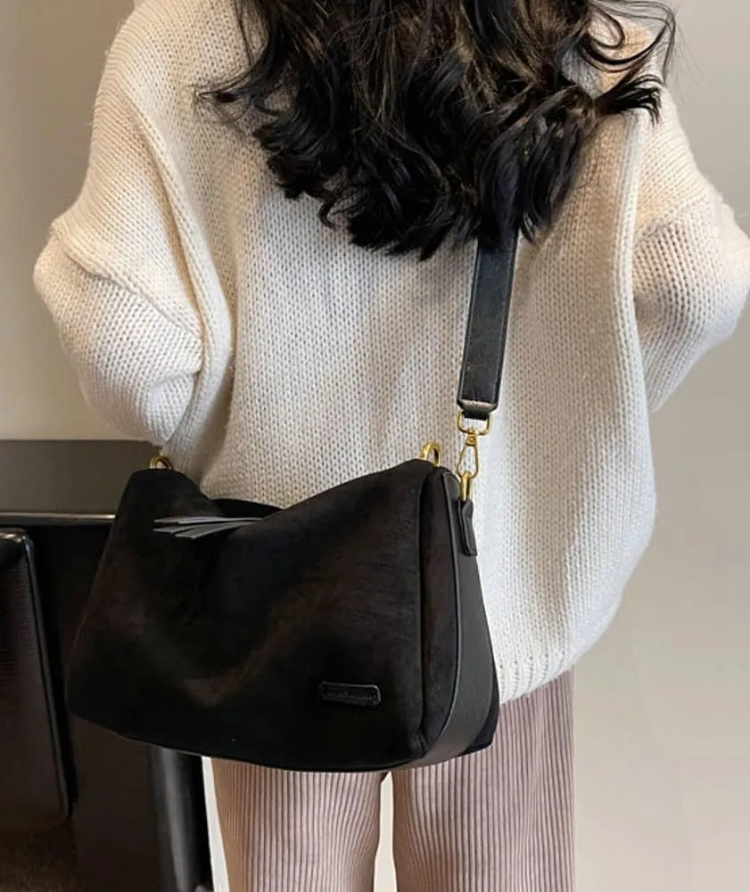 Suede Tote Bag Crossbody Bag for Women Suede Shoulder Bag Handbag Vintage Brown Suede Bag Purse Faux Leather Satchel Bags
