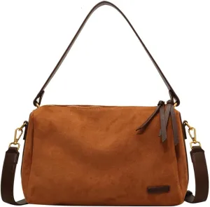 Suede Tote Bag Crossbody Bag for Women Suede Shoulder Bag Handbag Vintage Brown Suede Bag Purse Faux Leather Satchel Bags