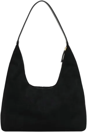 Suede Tote Bag for Women Crescent Satchel Shoulder Bag Fall Suede Handbag Trendy Slouchy Purse Work College Bag
