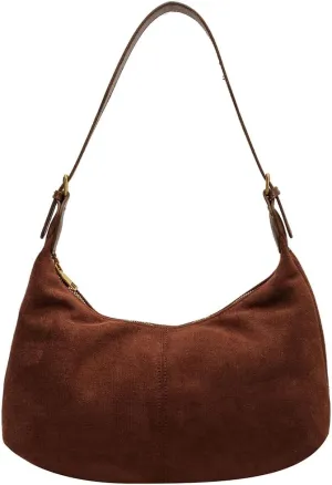 Suede Tote Bag for Women, Crescent Shoulder Bags Large Capacity Handbag Hobo Bag Autumn Leisure Lazy Crossbody Bag