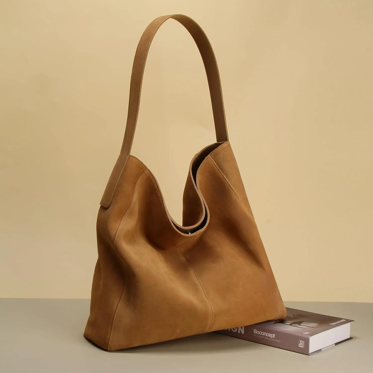 Suede Tote Bag for Women, Genuine Leather Handbags for Women, Large Capacity, Hobo Bag