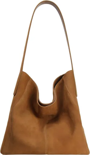 Suede Tote Bag for Women, Genuine Leather Handbags for Women, Large Capacity, Hobo Bag