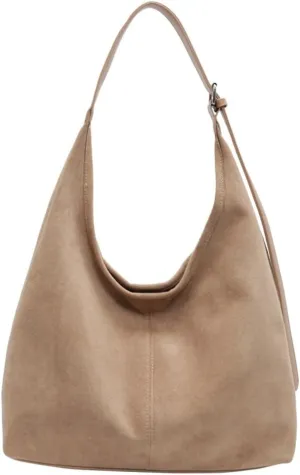 Suede Tote Bag for Women Shoulder Bag Retro Handbags Soft Satchel Stylish Large Two-piece Purse Work Travel