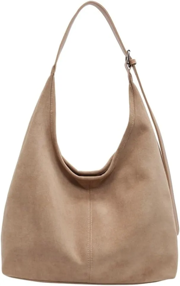 Suede Tote Bag for Women Shoulder Bag Retro Handbags Soft Satchel Stylish Large Two-piece Purse Work Travel