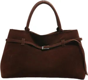 Suede Tote Bag for Women, Womens Purse Slouchy Hobo Handbag Brown Retro Top Handle Bag, Fashion Shoulder Satchel Work Bags