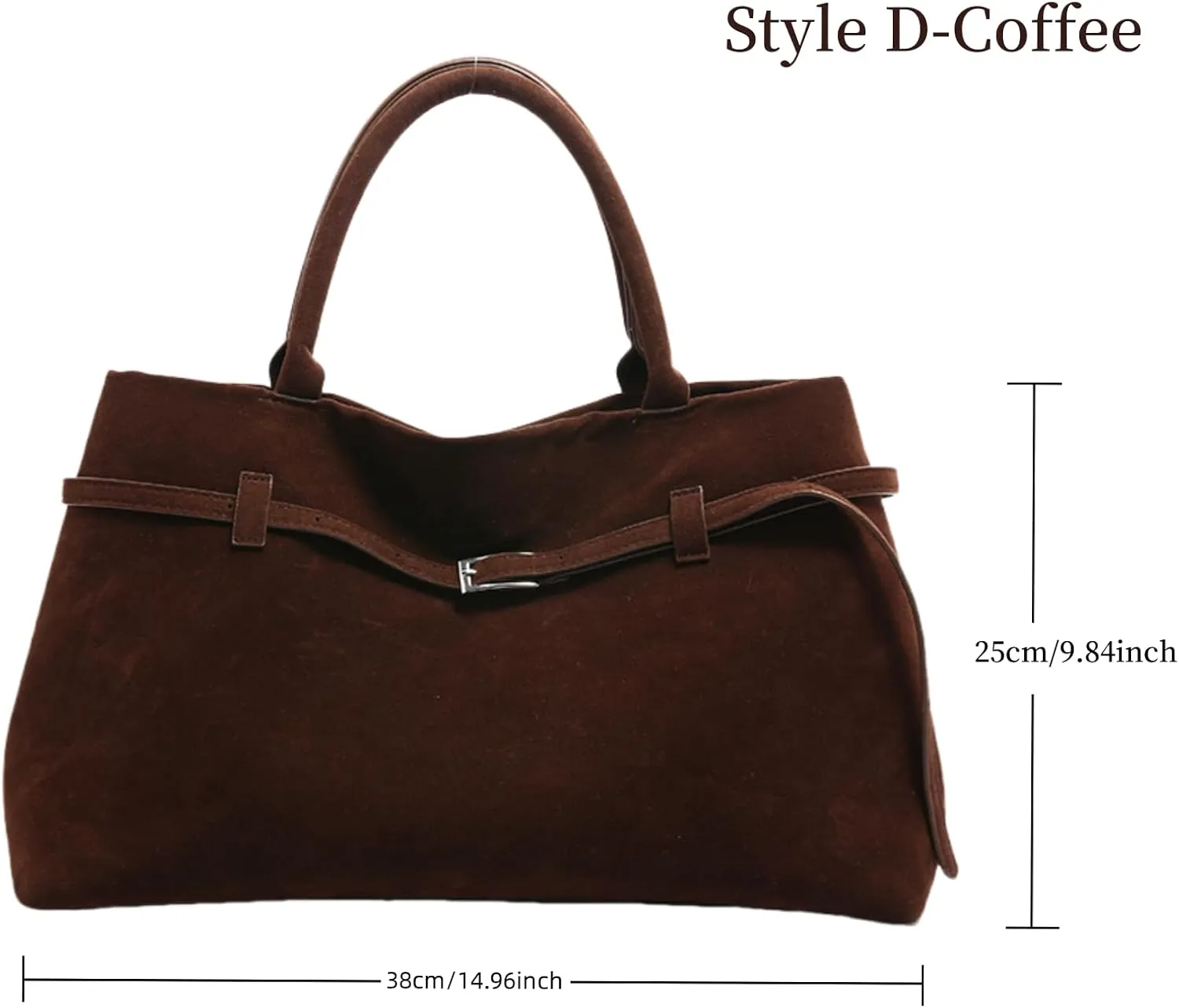 Suede Tote Bag for Women, Womens Purse Slouchy Hobo Handbag Brown Retro Top Handle Bag, Fashion Shoulder Satchel Work Bags