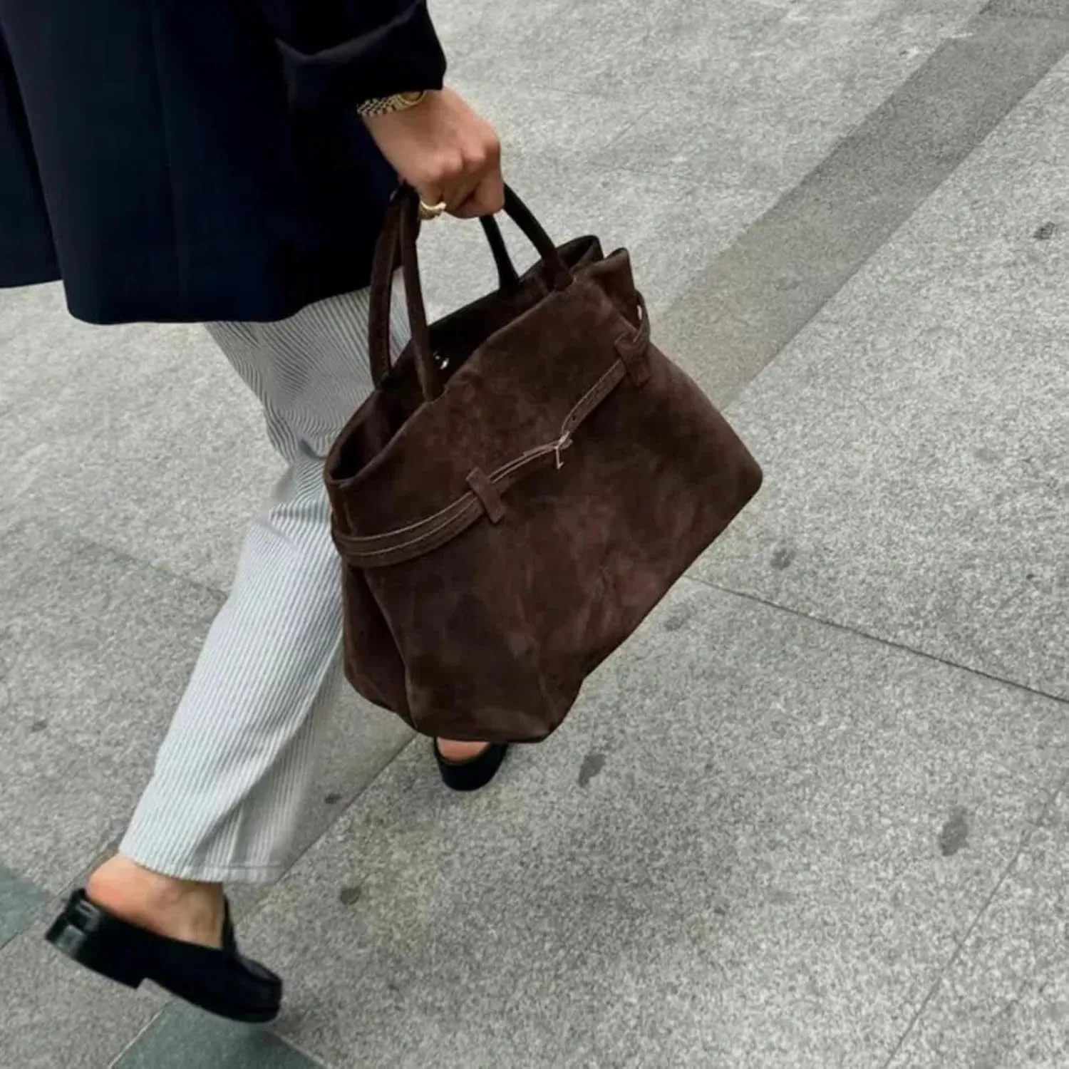 Suede Tote Bag for Women, Womens Purse Slouchy Hobo Handbag Brown Retro Top Handle Bag, Fashion Shoulder Satchel Work Bags