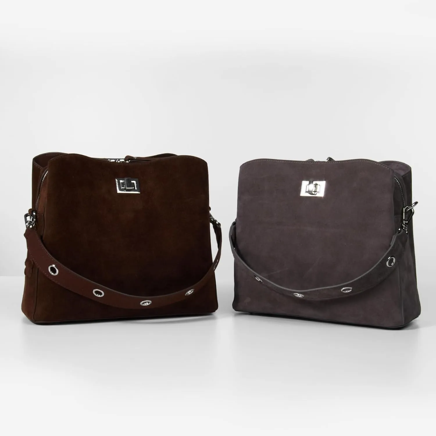 Suede Tote Bag for Women,Brown Suede Handbag,Suede Bags for Women with 4 Pockets