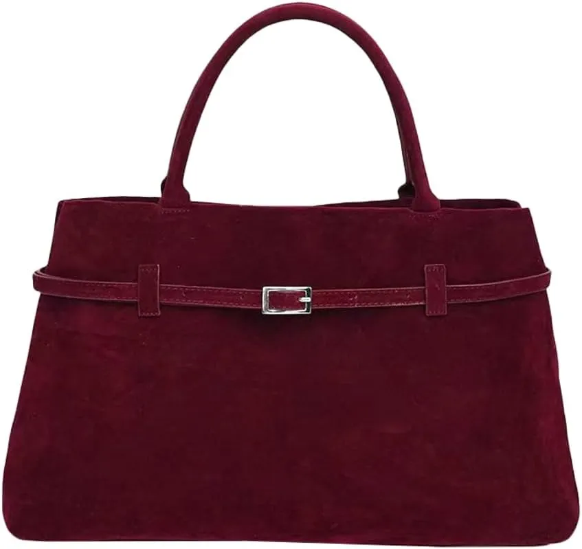 Suede Tote Bag Women Y2K Underarm Shoulder Bag Retro Vintage Top-handle Purse Satchels Work Bag 2024 Fall
