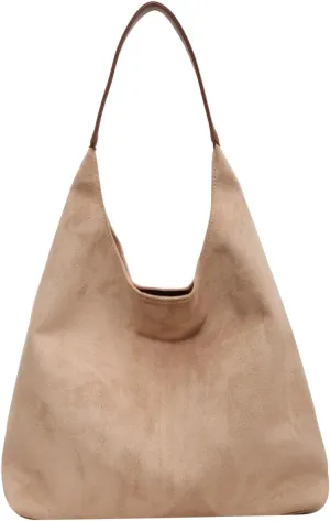Suede Tote Bags for Women Large Slouchy Bag Retro Suede Purse Soft Hobo Handbag Office Shoulder Bag