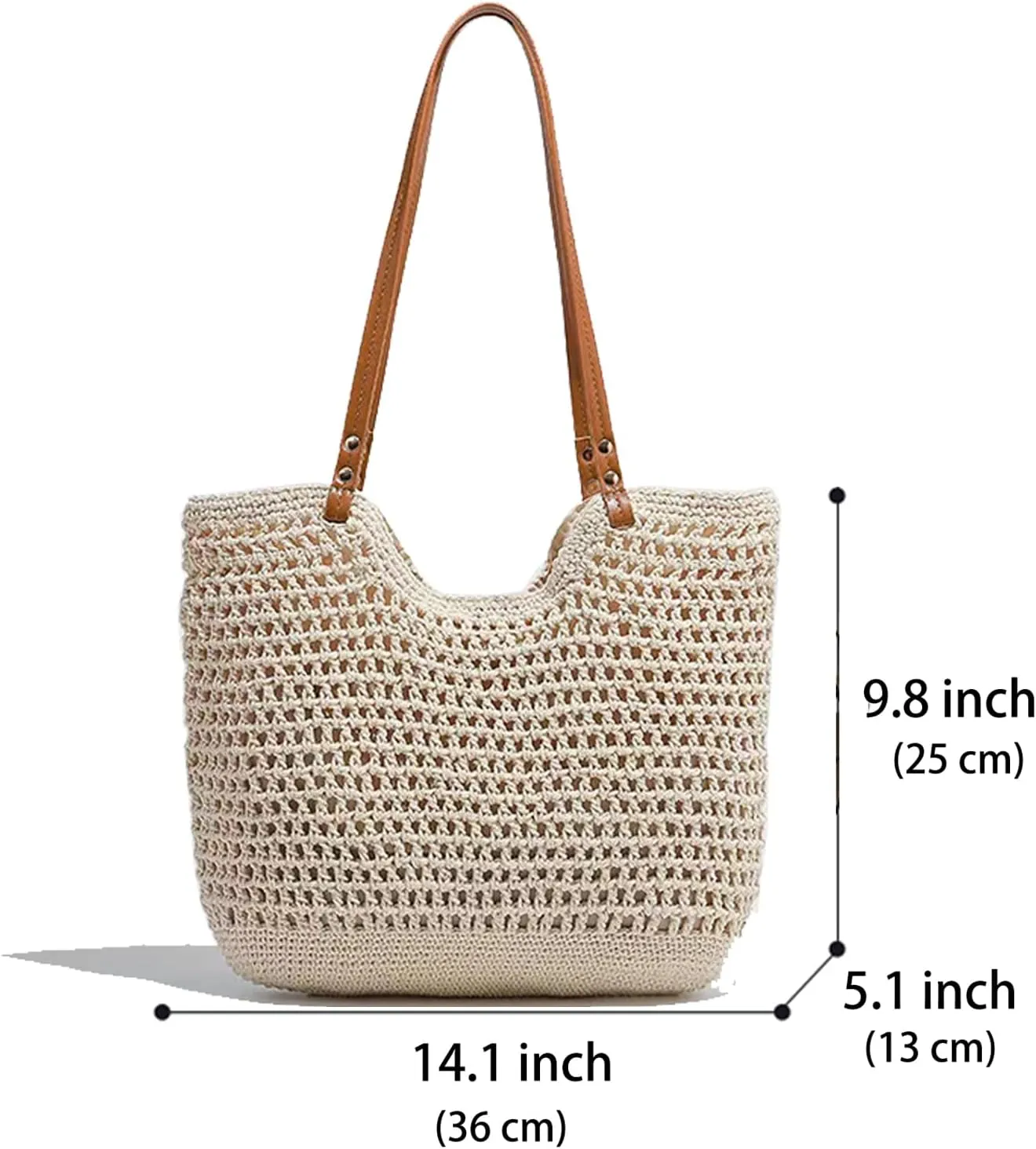 Summer Beige Cotton Knitted Shoulder Bag bags for 2025, Bohemian Hobo Crochet Beach bag Casual Designer Purse for Women