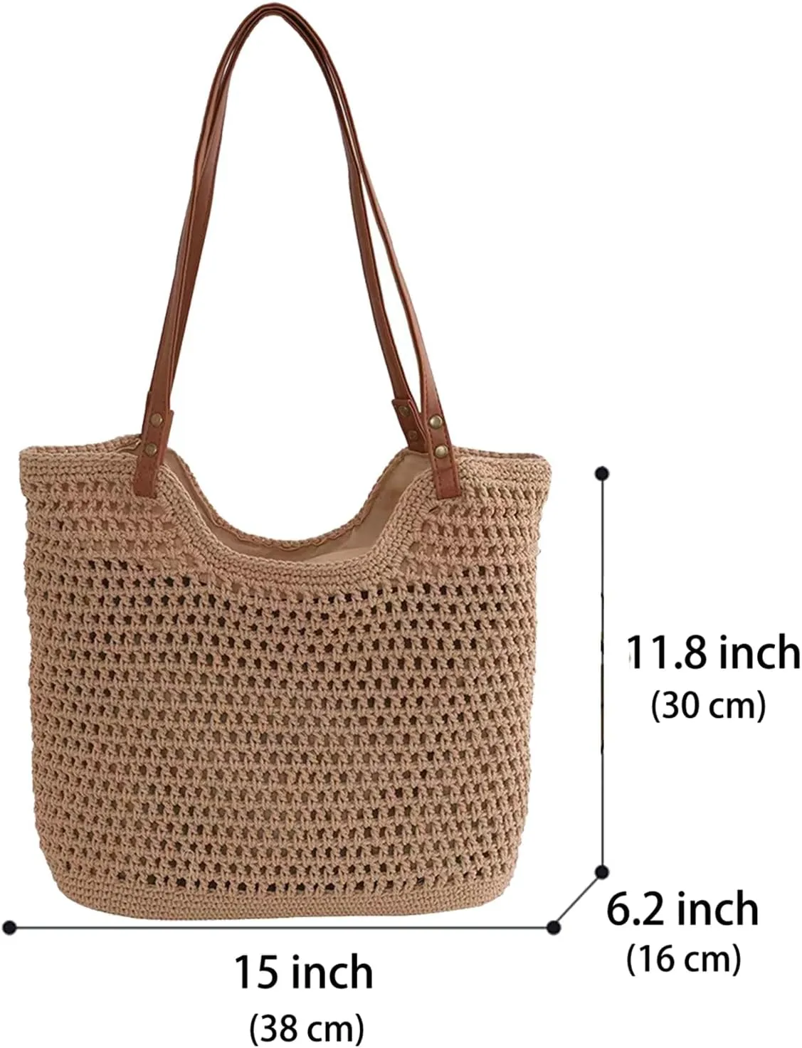 Summer Beige Cotton Knitted Shoulder Bag bags for 2025, Bohemian Hobo Crochet Beach bag Casual Designer Purse for Women