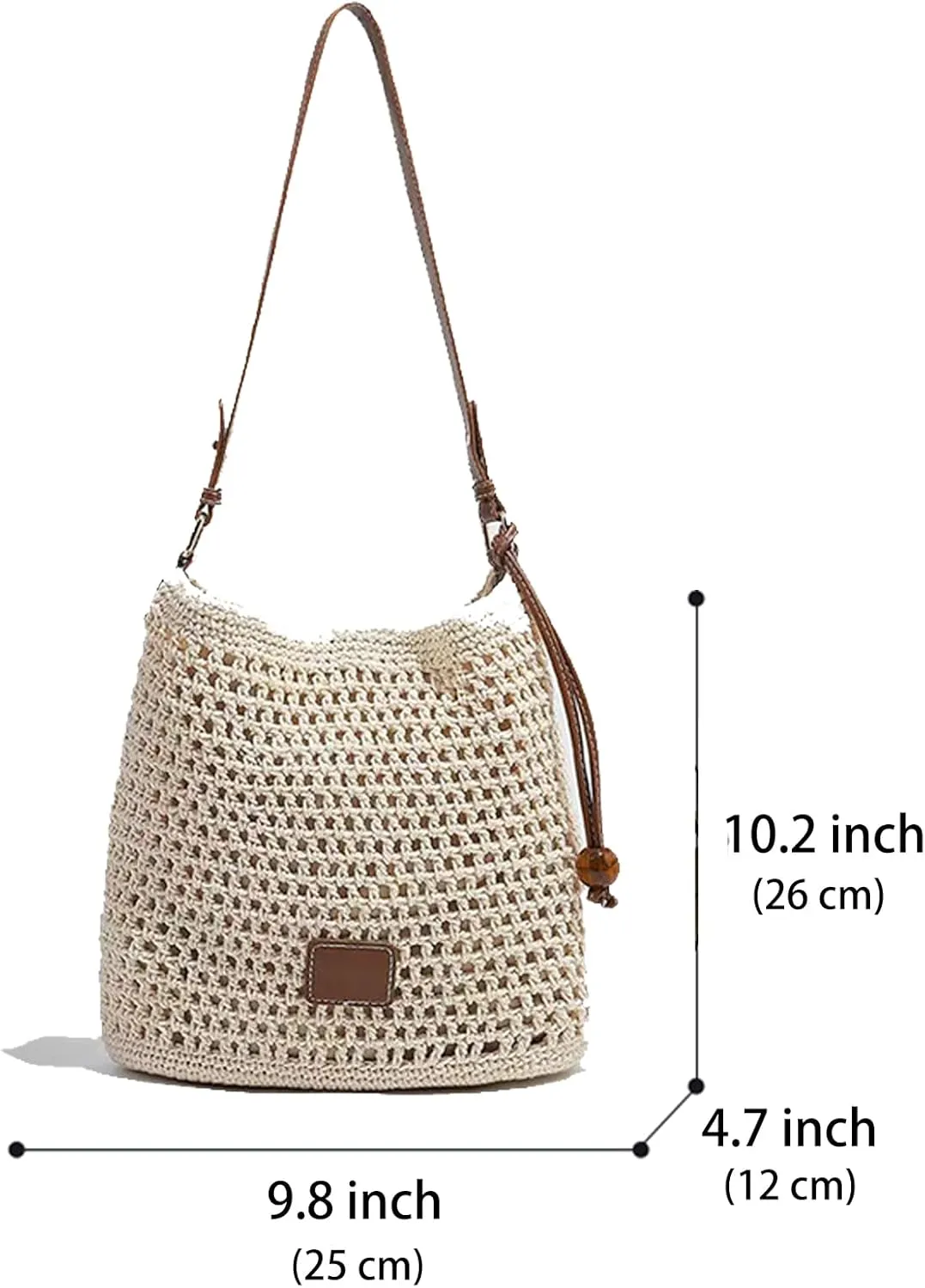 Summer Beige Cotton Knitted Shoulder Bag bags for 2025, Bohemian Hobo Crochet Beach bag Casual Designer Purse for Women