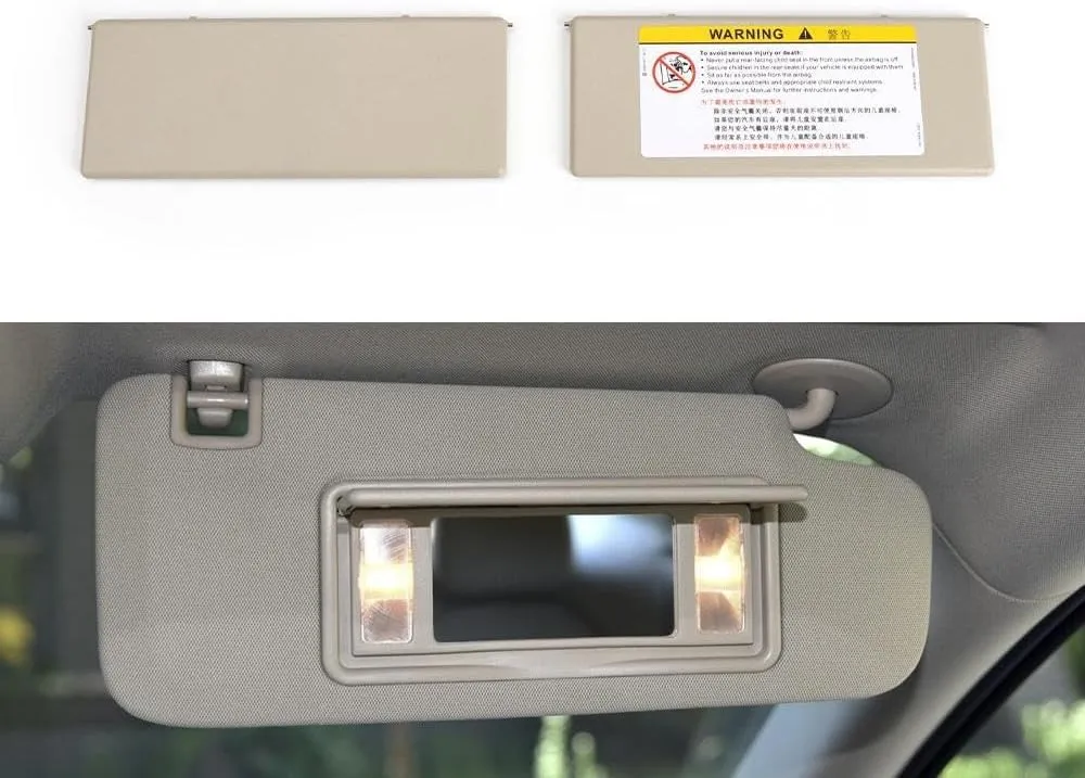 Sun Visor Vanity Mirror Cover, Driver or Passenger Side Sun Visor Cap Cover Replacement Lid, for Buick Envision Regal (Dark Beige)